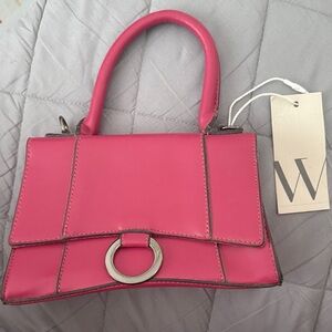 Pink Handbag with Silver Accents
